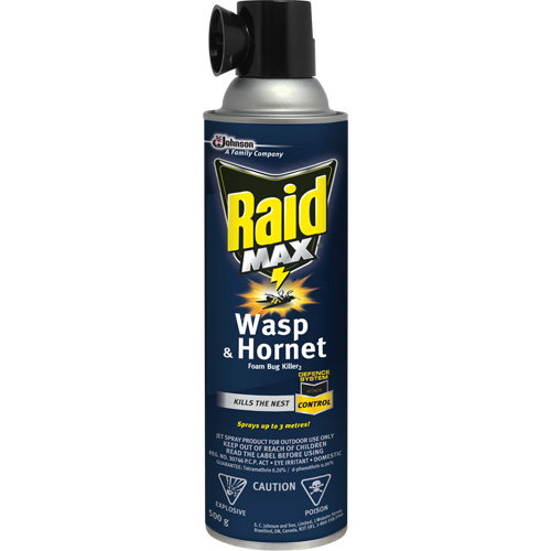 Mousse insecticide contre les gu&ecirc;pes et les frelons Raid Max, 500 g, Canette a&eacute;rosol, &agrave; base de solvant Distribution Jean Lapalme