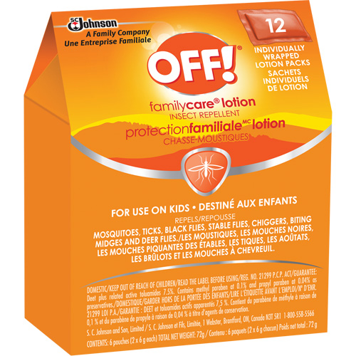 Insectifuge Off! Protection familiale, DEET &agrave; 7,5 %, Lotion, 6 g Distribution Jean Lapalme