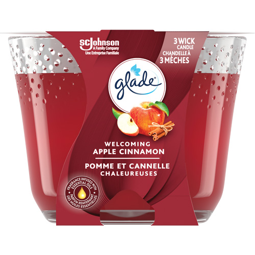Chandelle &agrave; trois m&egrave;ches Glade, Pomme cannelle Distribution Jean Lapalme