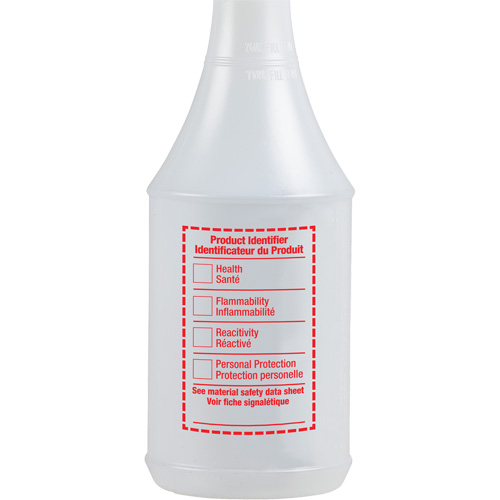 Bouteille &agrave; pulv&eacute;risateur ronde avec &eacute;tiquette SIMDUT, 24 oz Distribution Jean Lapalme
