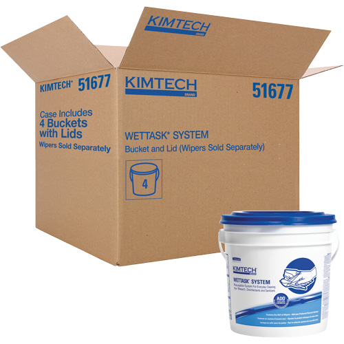 Syst&egrave;me d'essuie-tout en seau avec couvercle WetTask Distribution Jean Lapalme