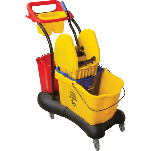 Chariot &agrave; vadrouille multifonction, Pression vers le bas, 9,5 gal. US (38 pintes), Jaune Distribution Jean Lapalme