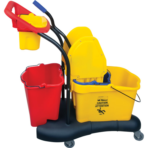 Chariot &agrave; vadrouille multifonction, Pression vers le bas, 9,5 gal. US (38 pintes), Jaune Distribution Jean Lapalme