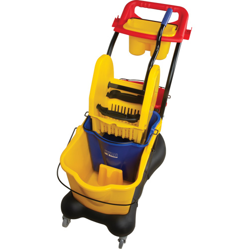 Chariot &agrave; vadrouille multifonction, Pression vers le bas, 9,5 gal. US (38 pintes), Jaune Distribution Jean Lapalme