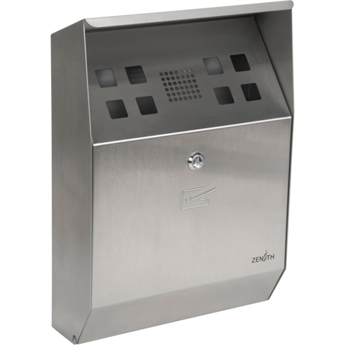 Cendrier, Montage mural, Acier inoxydable, Capacit&eacute; 1.6 Litres, Hauteur 13-4/5" Distribution Jean Lapalme