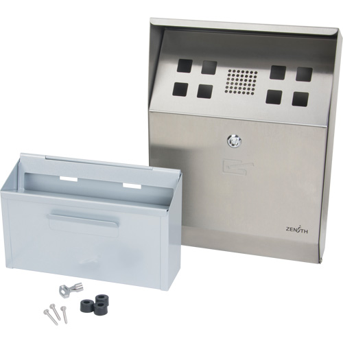 Cendrier, Montage mural, Acier inoxydable, Capacit&eacute; 1.6 Litres, Hauteur 13-4/5" Distribution Jean Lapalme