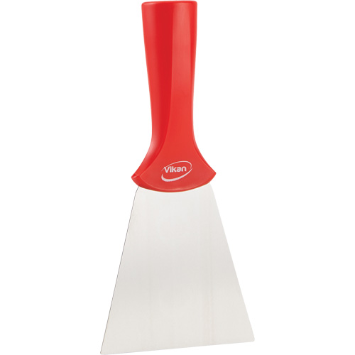 Grattoir en acier inoxydable avec poign&eacute;e montable sur manche, Rouge, 4" la x 8" lo Distribution Jean Lapalme
