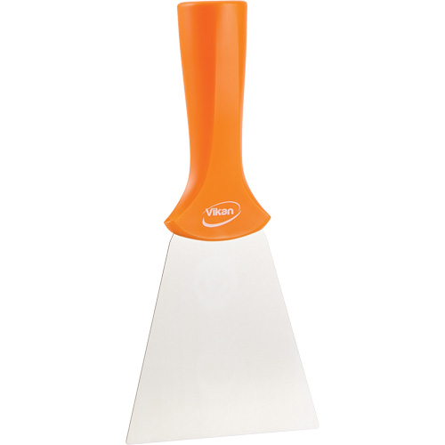 Grattoir en acier inoxydable avec poign&eacute;e montable sur manche, Orange, 4" la x 8" lo Distribution Jean Lapalme