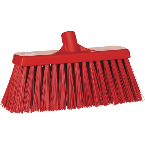 Heavy-Duty Push Broom, Stiff Bristles, 13", Polyester, Red Distribution Jean Lapalme