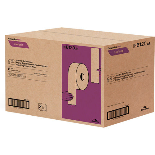 Papier hygi&eacute;nique Pro Select, Rouleau G&eacute;ant, 2 Pli, Longueur 900', Blanc Distribution Jean Lapalme