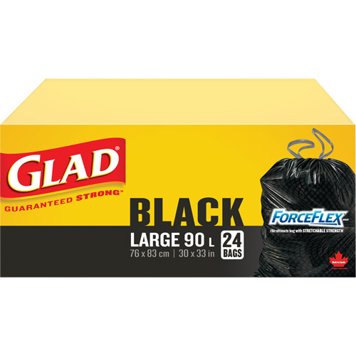 Sacs &agrave; ordures 90 L, R&eacute;gulier, 30" la x 33" lo, Noir Distribution Jean Lapalme
