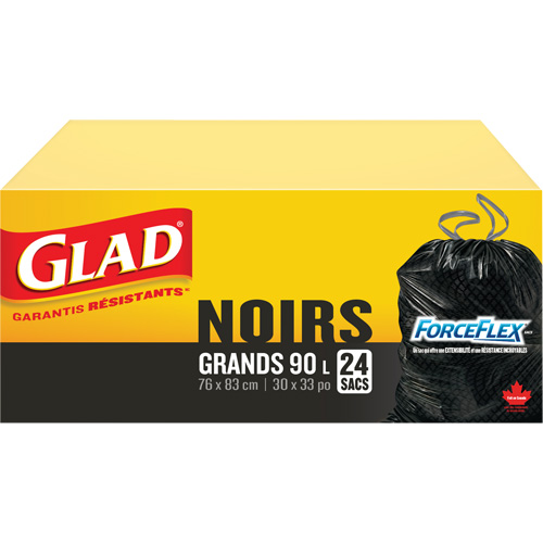 Sacs &agrave; ordures 90 L, R&eacute;gulier, 30" la x 33" lo, Noir Distribution Jean Lapalme