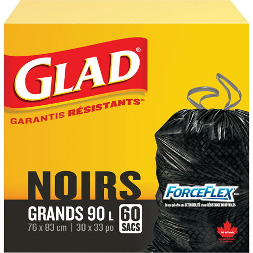 Sacs &agrave; ordures 90 L, R&eacute;gulier, 30" la x 33" lo, Noir Distribution Jean Lapalme