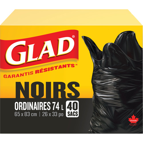 74L Garbage Bags, Regular, 26" W x 33" L, Black Distribution Jean Lapalme