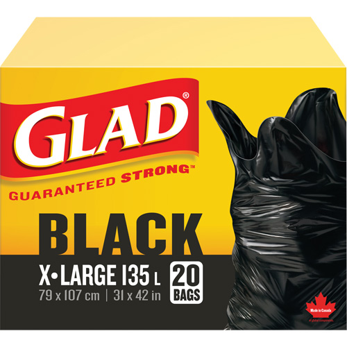 Sacs &agrave; ordures 135 L, R&eacute;gulier, 31" la x 42" lo, Noir Distribution Jean Lapalme