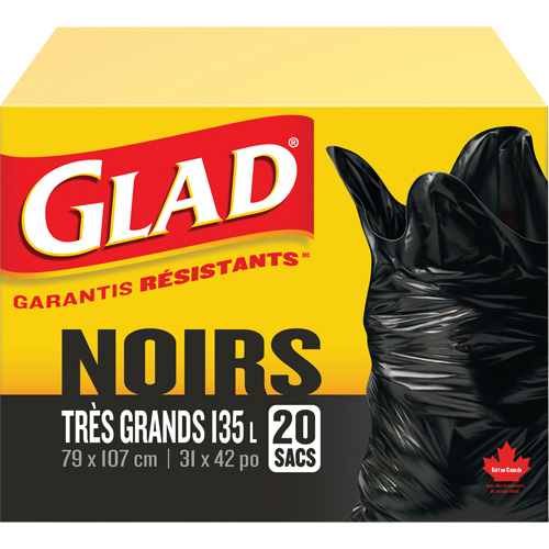Sacs &agrave; ordures 135 L, R&eacute;gulier, 31" la x 42" lo, Noir Distribution Jean Lapalme