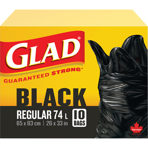 74L Garbage Bags, Regular, 26" W x 33" L, Black Distribution Jean Lapalme