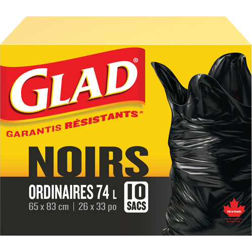 74L Garbage Bags, Regular, 26" W x 33" L, Black Distribution Jean Lapalme