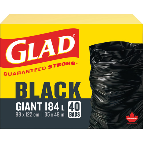 184L Garbage Bags, Regular, 35" W x 48" L, Black Distribution Jean Lapalme