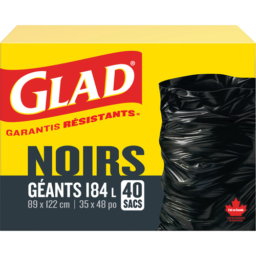 184L Garbage Bags, Regular, 35" W x 48" L, Black Distribution Jean Lapalme