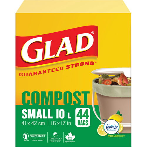 Small Compostable Bags, Regular, 17" L x 16" W, Brown, 10 L (3 Gal.) Capacity Distribution Jean Lapalme