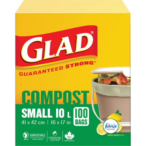 Petits sacs de compostage, R&eacute;gulier, 17" lo x 16" la, Brun, Capacit&eacute; de 10 L (3 gal.) Distribution Jean Lapalme