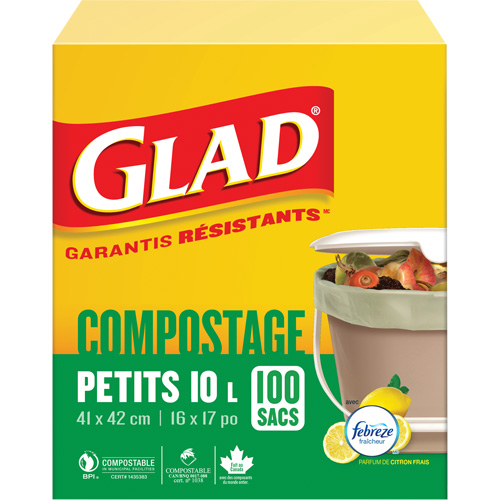 Petits sacs de compostage, R&eacute;gulier, 17" lo x 16" la, Brun, Capacit&eacute; de 10 L (3 gal.) Distribution Jean Lapalme