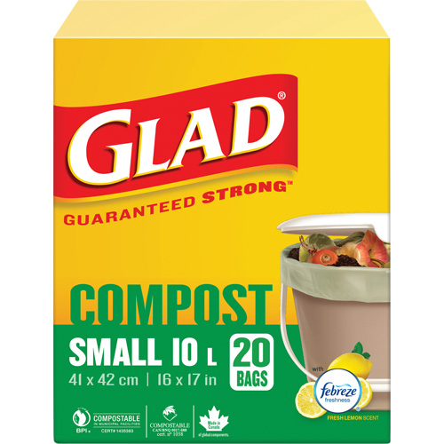 Small Compostable Bags, Regular, 17" L x 16" W, Brown, 10 L (3 Gal.) Capacity Distribution Jean Lapalme