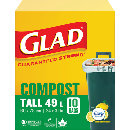 Sacs de compostage hauts, R&eacute;gulier, 31" lo x 24" la, Brun, Capacit&eacute; de 49 L (13 gal.) Distribution Jean Lapalme