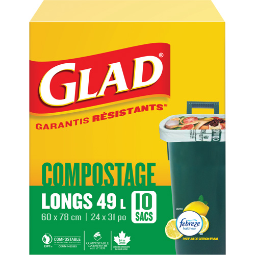 Sacs de compostage hauts, R&eacute;gulier, 31" lo x 24" la, Brun, Capacit&eacute; de 49 L (13 gal.) Distribution Jean Lapalme