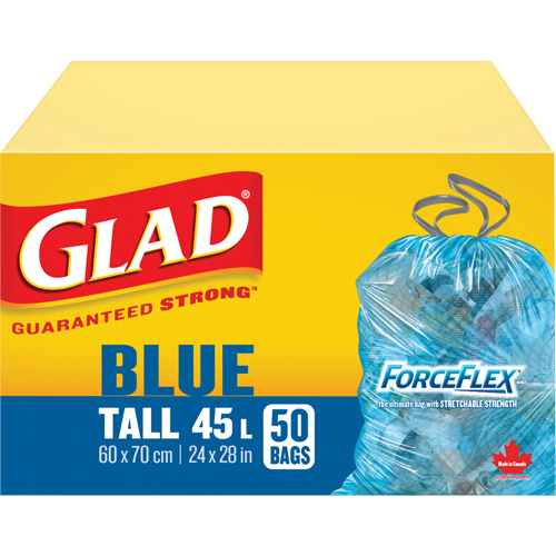 Sacs de recyclage 45 L, R&eacute;gulier, 24" la x 28" lo, Bleu Distribution Jean Lapalme