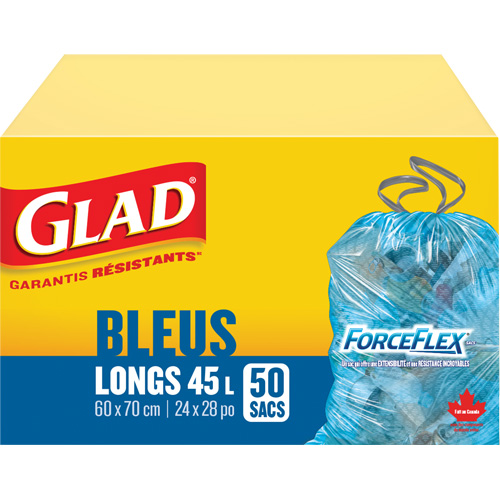 Sacs de recyclage 45 L, R&eacute;gulier, 24" la x 28" lo, Bleu Distribution Jean Lapalme
