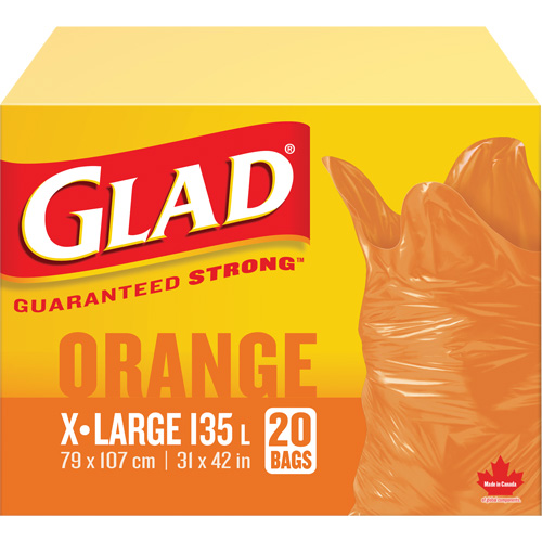 Sacs &agrave; ordures 135 L, R&eacute;gulier, 31" la x 42" lo, Orange Distribution Jean Lapalme