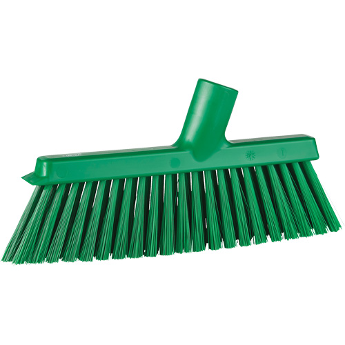 Dustpan Broom with Angled Thread, Medium Bristles, 10", Polyester, Green Distribution Jean Lapalme