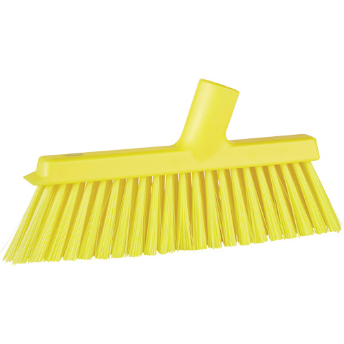 Dustpan Broom with Angled Thread, Medium Bristles, 10", Polyester, Yellow Distribution Jean Lapalme