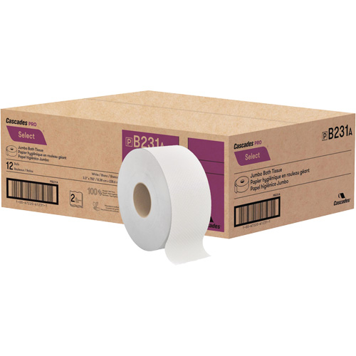 Papier toilette Pro Select, Rouleau G&eacute;ant, 2 Pli, Longueur 750', Blanc Distribution Jean Lapalme