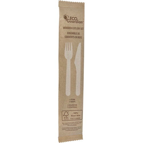 Ensemble de coutellerie en bois fourchette & couteau Distribution Jean Lapalme
