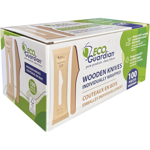 Couteaux en bois emball&eacute;s individuellement Distribution Jean Lapalme
