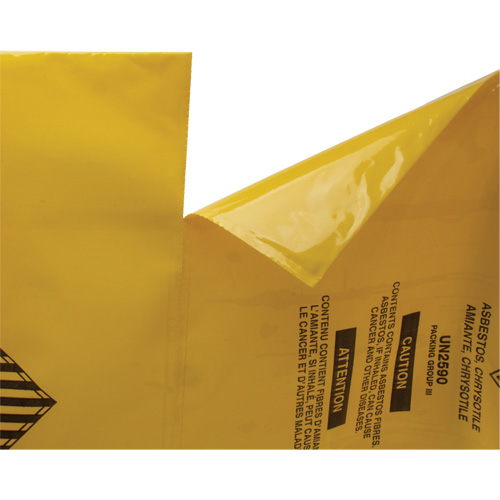 Doublures pour d&eacute;chets dangereux, Amiante, 40" lo x 26" la, 3 mils Distribution Jean Lapalme
