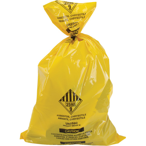 Doublures pour d&eacute;chets dangereux, Amiante, 40" lo x 26" la, 3 mils Distribution Jean Lapalme