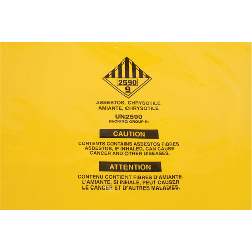Doublures pour d&eacute;chets dangereux, Amiante, 40" lo x 26" la, 3 mils Distribution Jean Lapalme