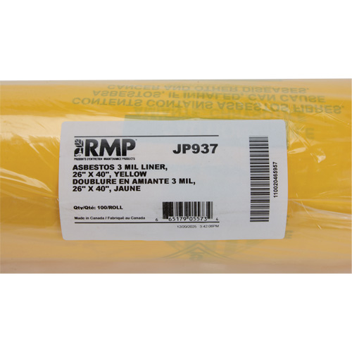 Doublures pour d&eacute;chets dangereux, Amiante, 40" lo x 26" la, 3 mils Distribution Jean Lapalme
