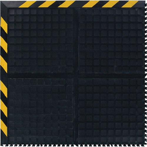 Hog Heaven&reg; Modular Tile 18"  - Corner, Corrugated, 3-1/3' x 3-1/3' x 3/4", Black/Yellow, Nitrile Distribution Jean Lapalme