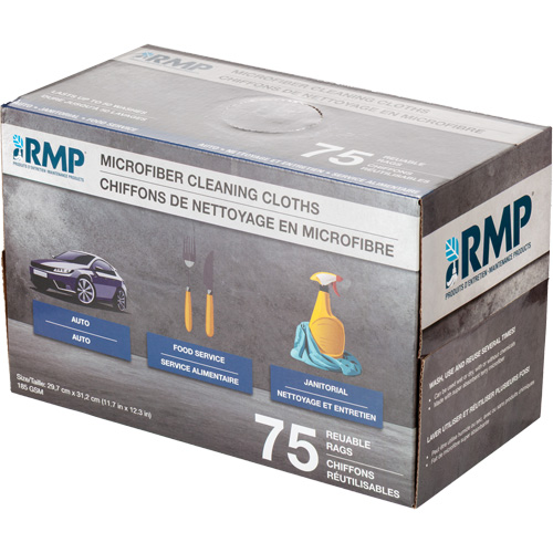 Chiffons lavables pour le nettoyage, Microfibre, Blanc Distribution Jean Lapalme