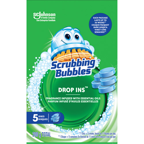 Pastilles nettoyantes pour toilettes Scrubbing Bubbles Drop-Ins, 200 g, Tampon Distribution Jean Lapalme