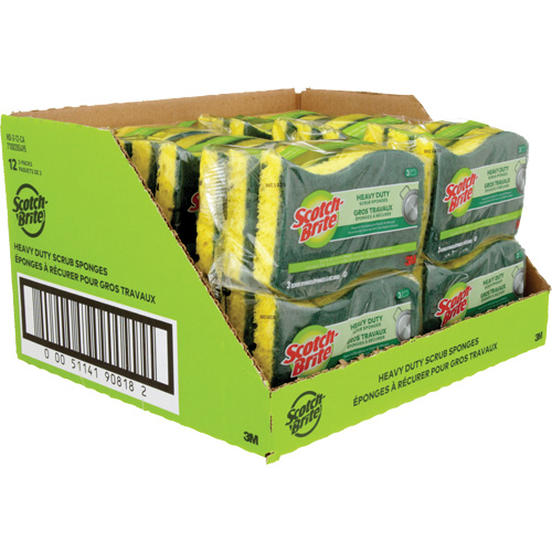 Scotch-Brite&reg; Heavy Duty Scrub Sponge, Scrubbing, 2-3/5" W x 4-2/5" L Distribution Jean Lapalme