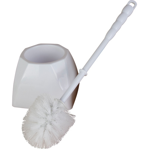 Toilet Bowl Brush & Caddy, Polypropylene Bristles, White Distribution Jean Lapalme