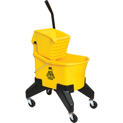 Seau & essoreuse pour vadrouille Grizzly, Pression vers le bas, 8 gal. US (32 pintes), Jaune Distribution Jean Lapalme
