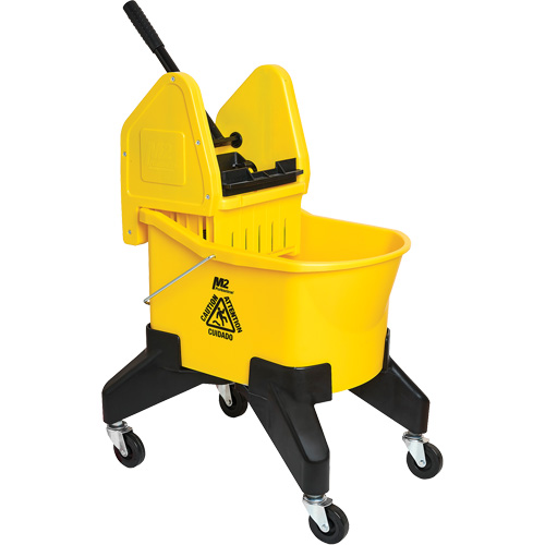 Seau & essoreuse pour vadrouille Grizzly, Pression lat&eacute;rale, 8 gal. US (32 pintes), Jaune Distribution Jean Lapalme