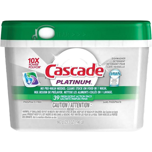 D&eacute;tergent pour lave-vaisselle Platinum ActionPacs, Capsules, 663 g, Fraîcheur Distribution Jean Lapalme